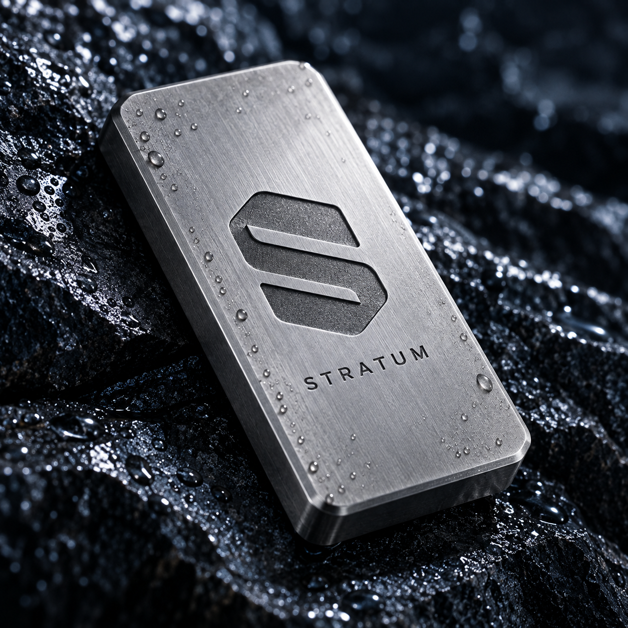 Titanium certificate engraved with the STRATUM emblem