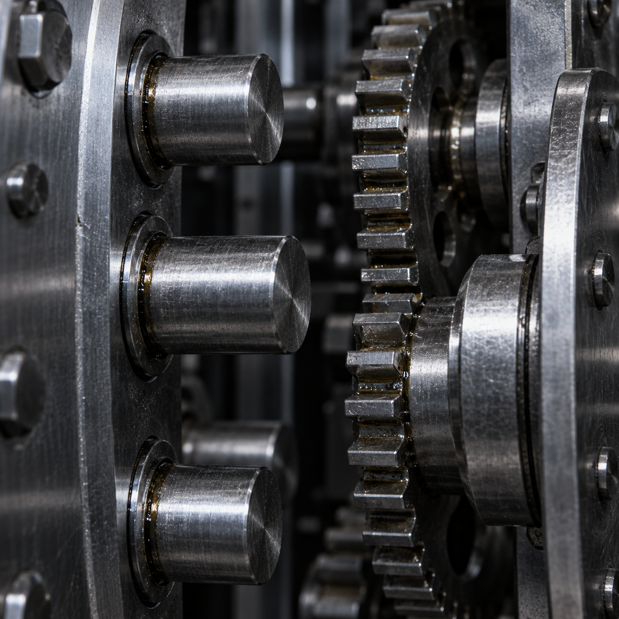 Close-up of a steel vault locking mechanism